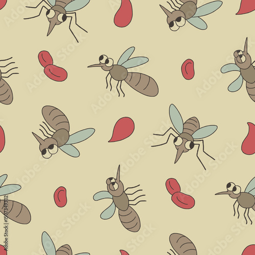 Mosquito Animal Blood Pattern Vector Illustration Seamless for Background Wallpaper Packaging Cover