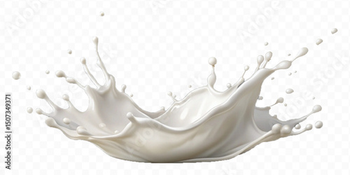 realistic 3d smooth milk splashes in the wave style  isolated on transparent background	
