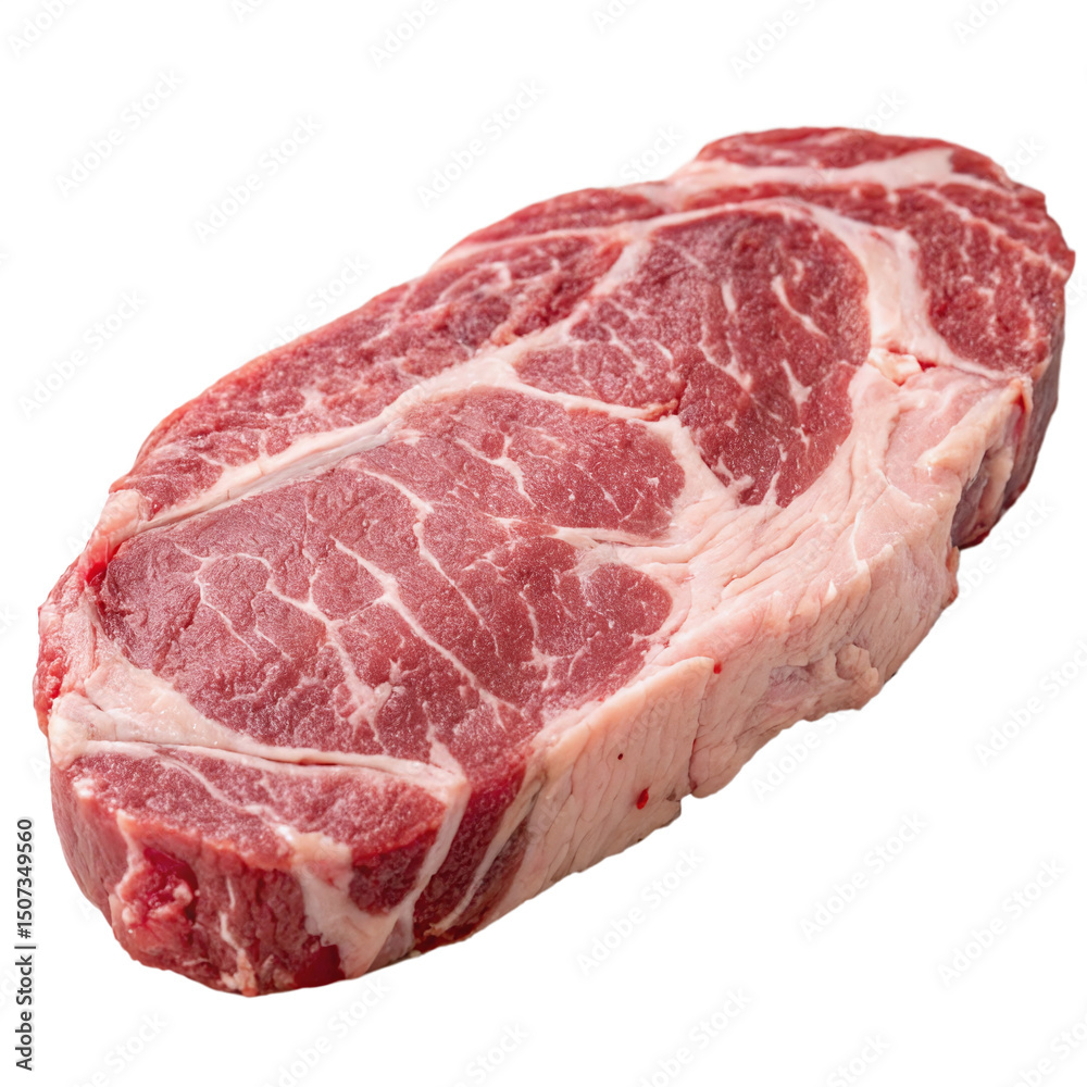 Pork Collar Steak Marbled and Juicy Isolated on White Surface Pork Collar Steak Marbled and Juicy Isolated on White Surface