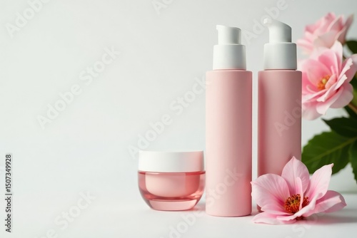 Luxurious skincare products on pristine white , wellness, jar