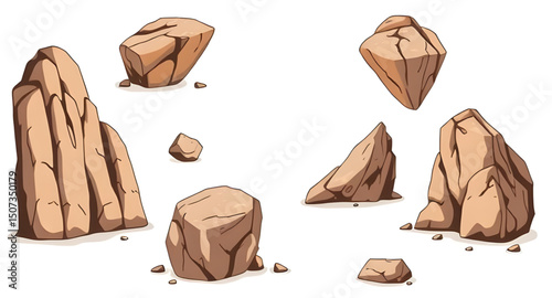 set of rock vector