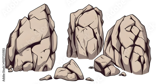 set of rock vector