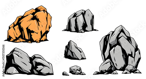 set of rock vector