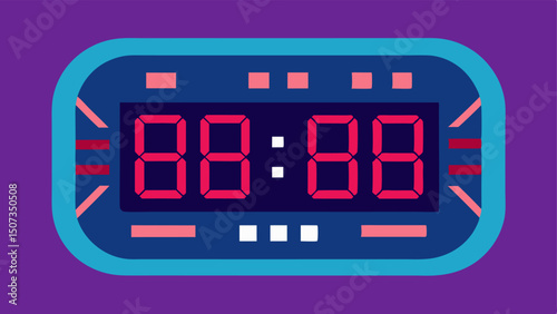 Digital Clock A large digital clock displaying a countdown timer hours minutes seconds with a futuristic design. The background is a gradient color representing urgency.