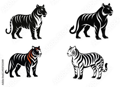 A wild striped zebra mammal with a black and white pattern in a cartoon vector illustration