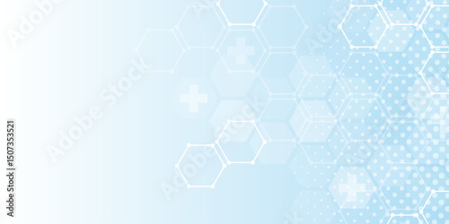 Abstract blue and white light blue gradient geometric shape background. Modern simple overlay hexagon pattern template element with halftone decoration.