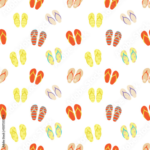 Flip flops seamless pattern, colorful flip flops, sandals, slippers pattern.