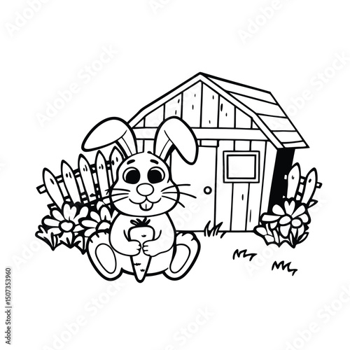 coloring page of a farm house