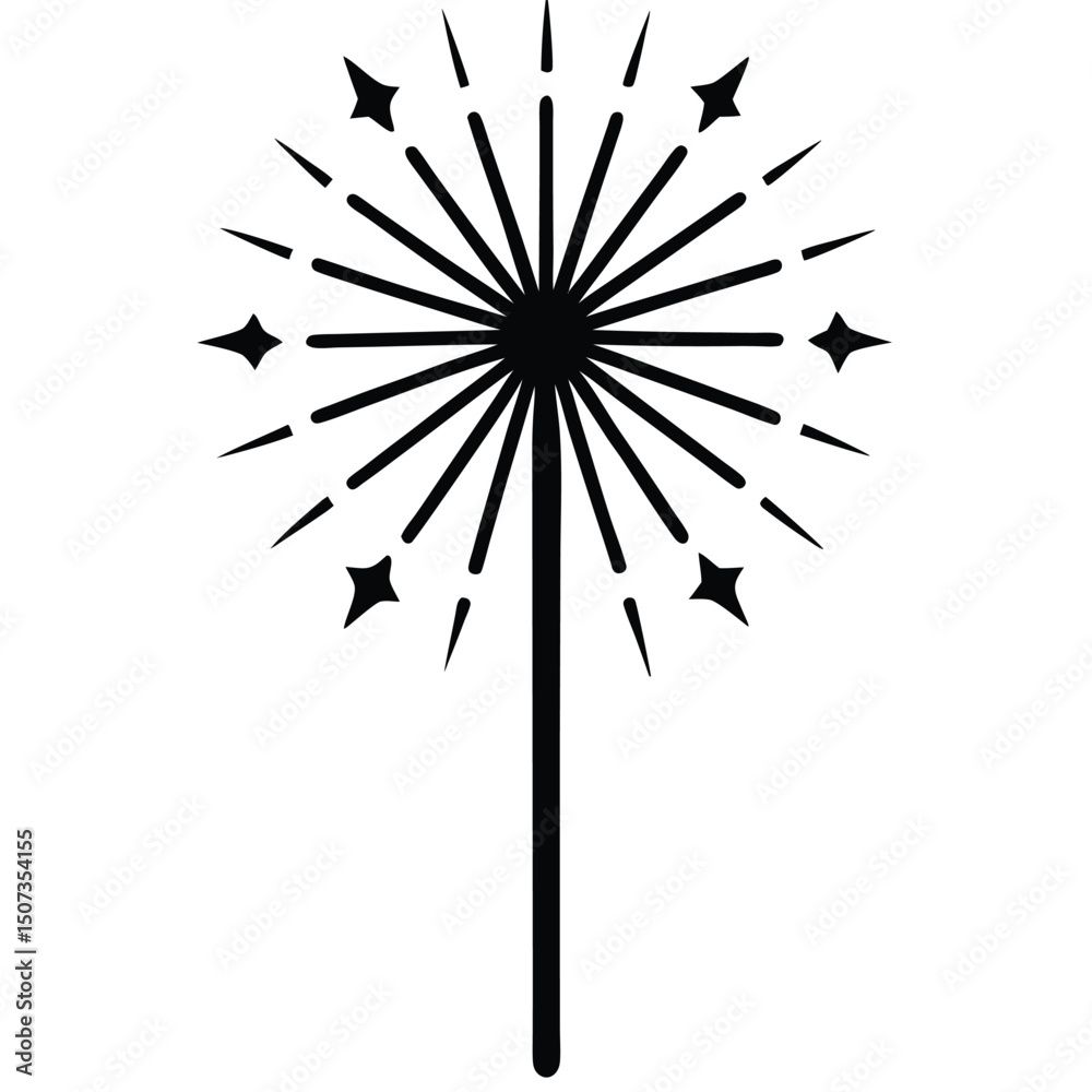 Obraz premium Dandelion Seed Head Silhouette Vector Graphic Design Element Isolated