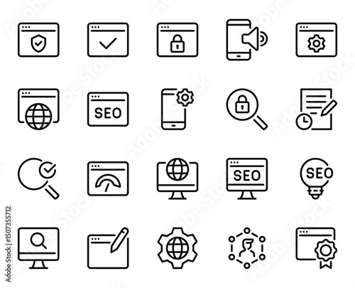 Outline icons set for SEO and Web