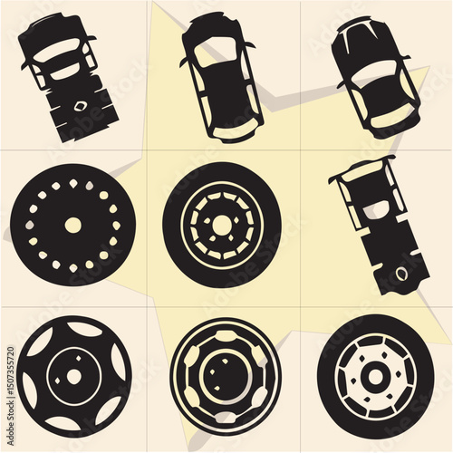 All kind of transportation vector Black and white set-112
