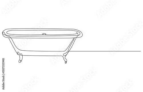 Standing Bathtub Continuous single line drawing