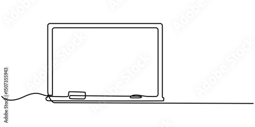 One continuous line drawing of whiteboard. Presentation board in simple line. Concept vector art for school, university or college. Editable stroke. Doodle line illustration.                          