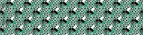 Horizontal geometric mosaic pattern background - seamless repeating abstract vector design from simple shapes