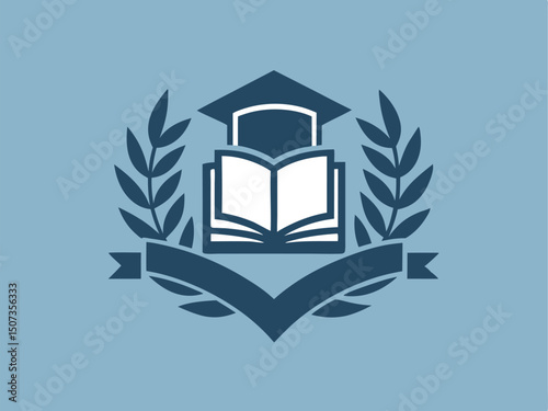 Education and learning concept illustration featuring an open book and graduation cap design.
