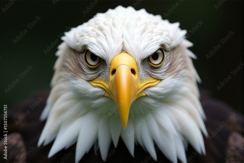 Obraz premium Portrait of a majestic bald eagle's face with feathers and eyes