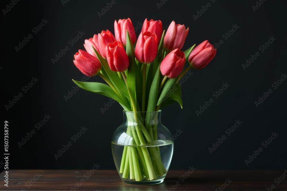 custom made wallpaper toronto digitalA still life image of a vase filled with red tulips sitting on a table