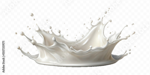 realistic 3d smooth milk splashes in the wave style  isolated on transparent background	
