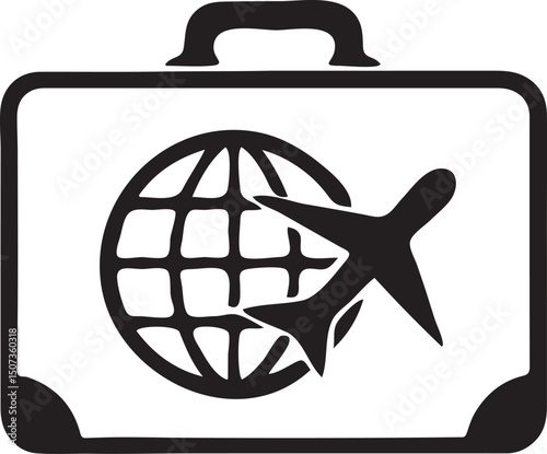Air Travel Globe with Suitcase Icon