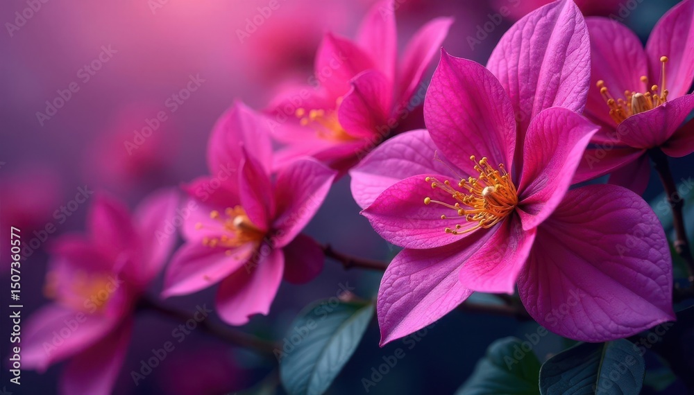 Fototapeta premium Intricate fuchsia flowers on a vibrant background , vibrant, background
