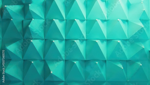 Repeating teal triangles form a vibrant geometric backdrop , shape, art