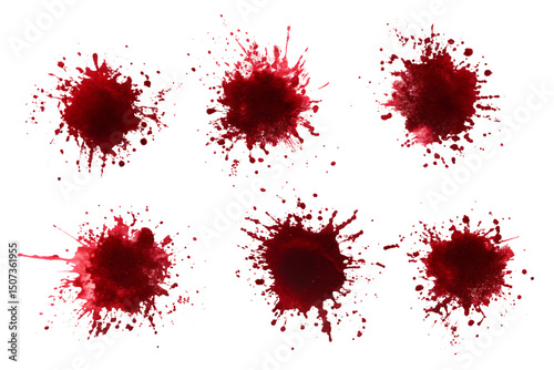 Red Blood Splashes ,isolated on white background PNG