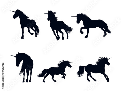 Unicorn silhouette on white background