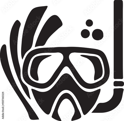 Snorkeler Swimming Silhouette Vector