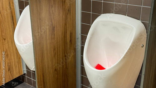 Pristine porcelain urinals bask in minimalist elegance, secretively nodding to World Toilet Day and unconventional restroom design appreciation