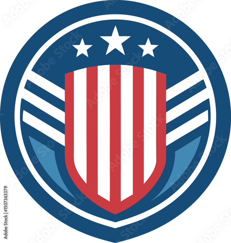 An American Patriotic Emblem with Stars and Stripes