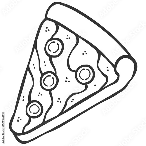 black outline slice of pizza icon