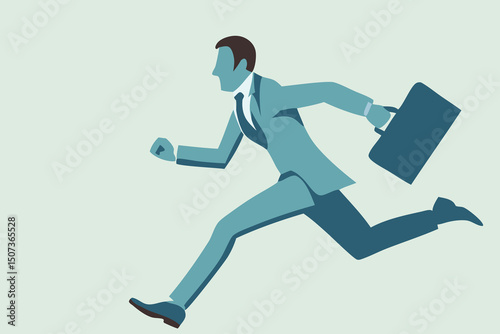 Businessman in suit running with speed and determination. Drive, ambition concept. photo