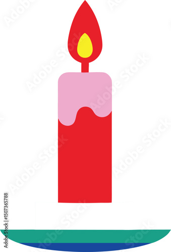 burning candle on white background