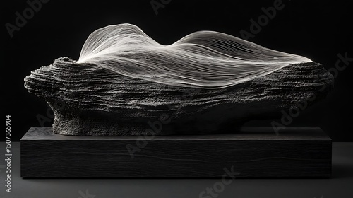 A textured black surface with a soft vignette around the edges and a gentle beam of light focused in the center, creating a sense of depth.