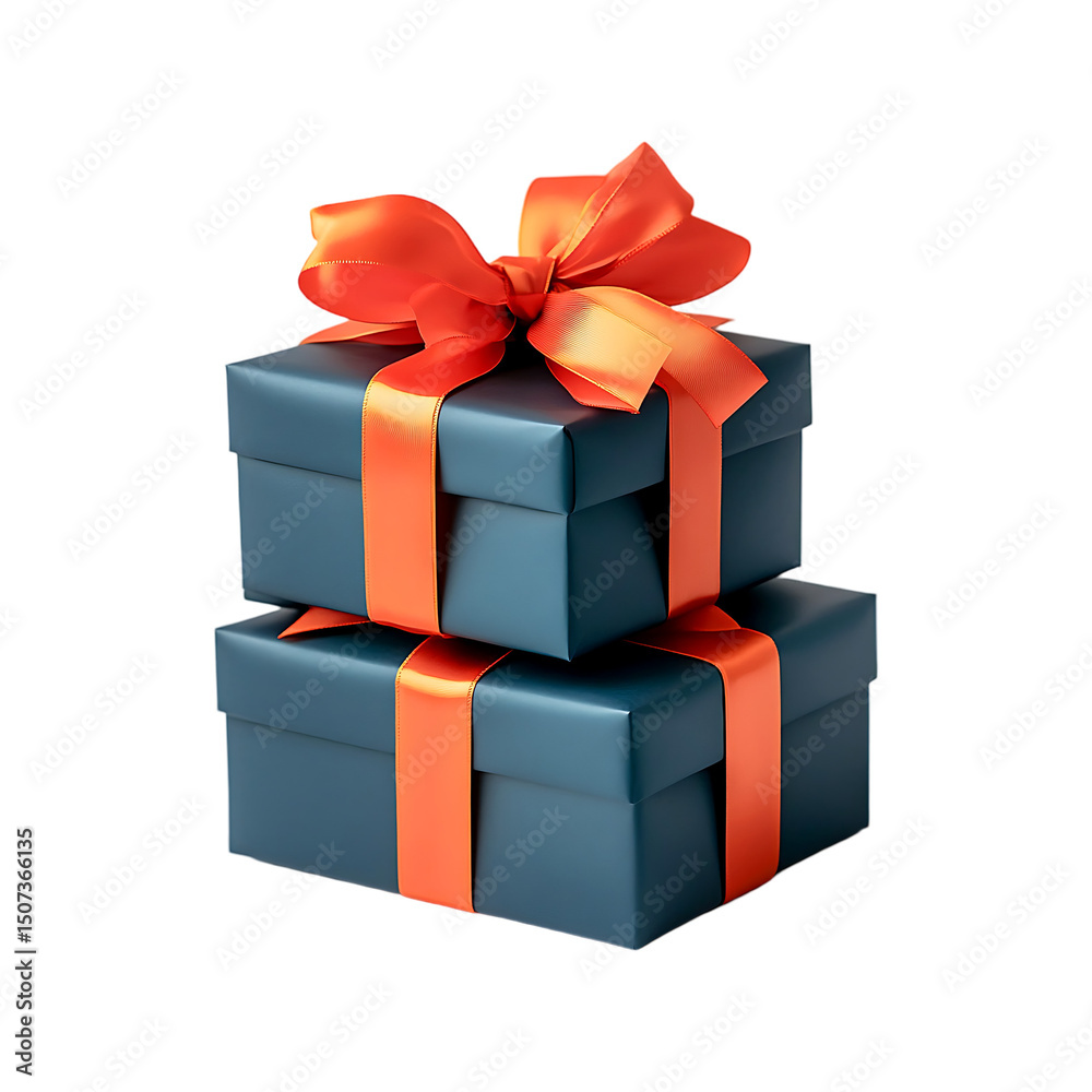 Obraz premium Festive wrapped gift box for birthday or celebration isolated on a transparent background.