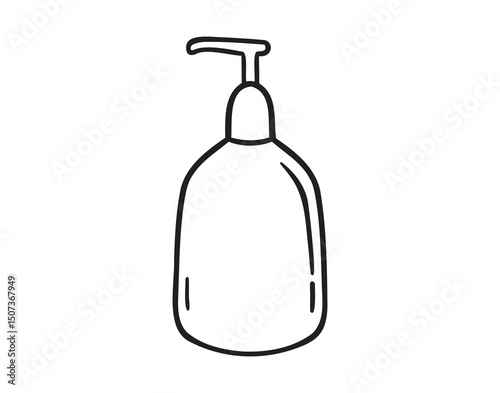 soap bottle or shower gel icon doodle hand drawn. Outline drawing soap bottle line clipart symbol