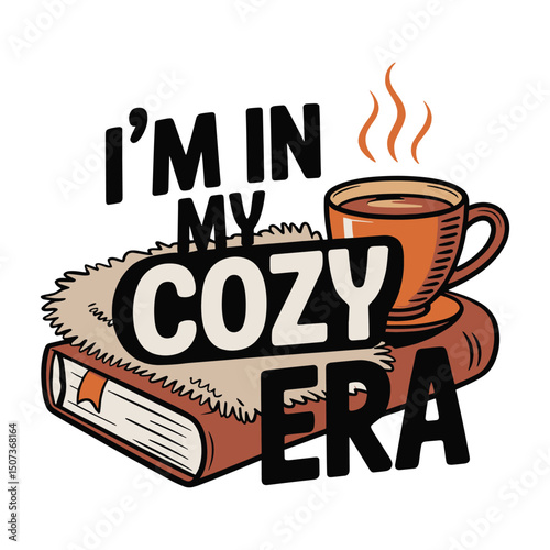 I'm In My Cozy Era Blanket Coffee Book T Shirt Design
