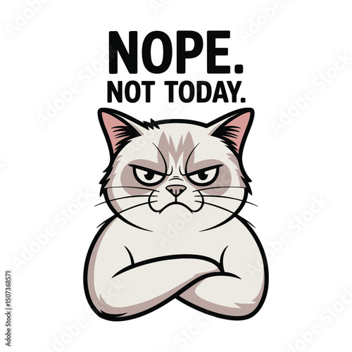 Nope Not Today Grumpy Cat Face T Shirt Design