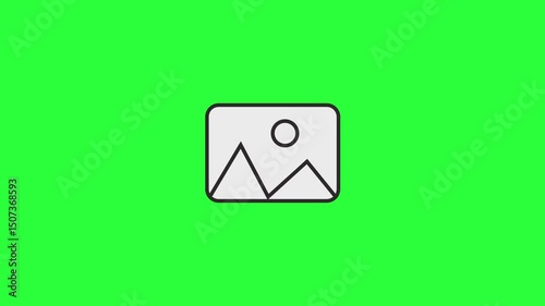 Simple camera picture icon on green background