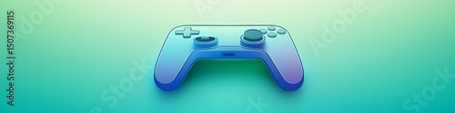 Vector gaming controller icon highlighted on a soft gradient green and blue background