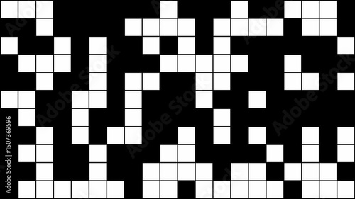 Black and White Animated Grid of Changing Square Tiles with Seamless Loop