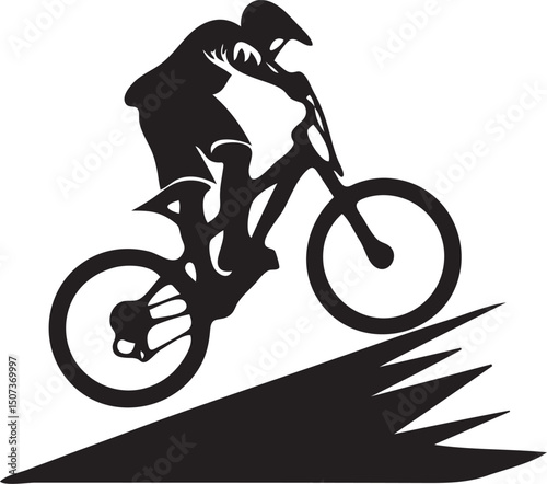 Mountain Biker Silhouette Jumping Icon