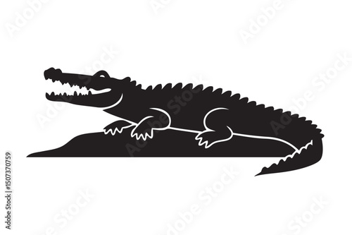 Crocodile silhouette vector illustration. black silhouettes of animal.
