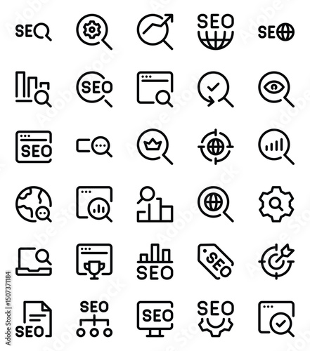 Outline icons set for SEO