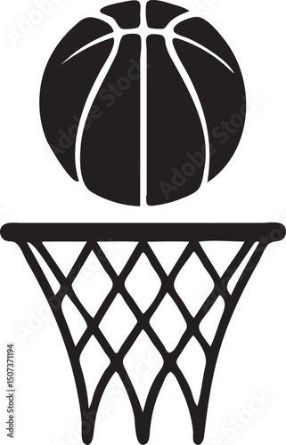 Basketball Hoop and Ball Silhouette