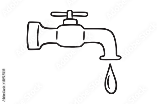 tap water icon doodle hand drawn. Outline drawing tap water line clipart symbol