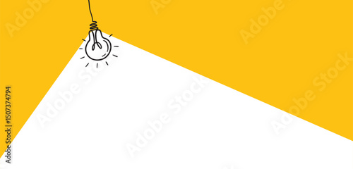Comic electric hanging lamp idea doodle empty space background. business concept creative light bulb icon or sign for ideas. Think big.