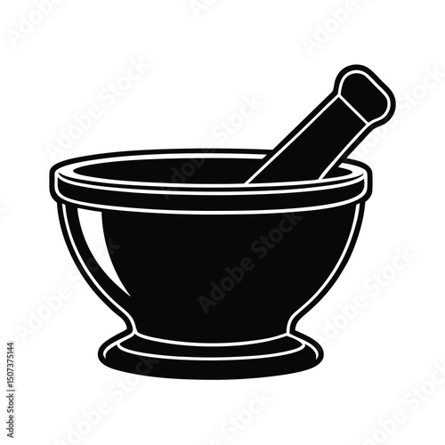 black vector silhouette mortar and pestle