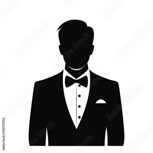 Groom Tuxedo Silhouette – Formal Wedding Vector