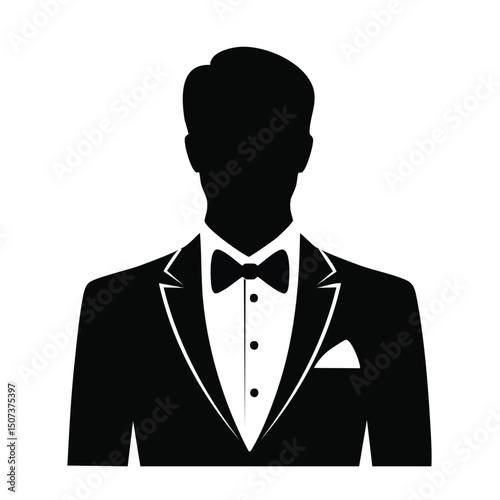 Groom Tuxedo Silhouette – Formal Wedding Vector